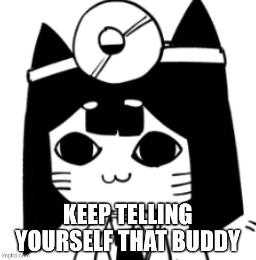 cat eyes | KEEP TELLING YOURSELF THAT BUDDY | image tagged in cat eyes | made w/ Imgflip meme maker
