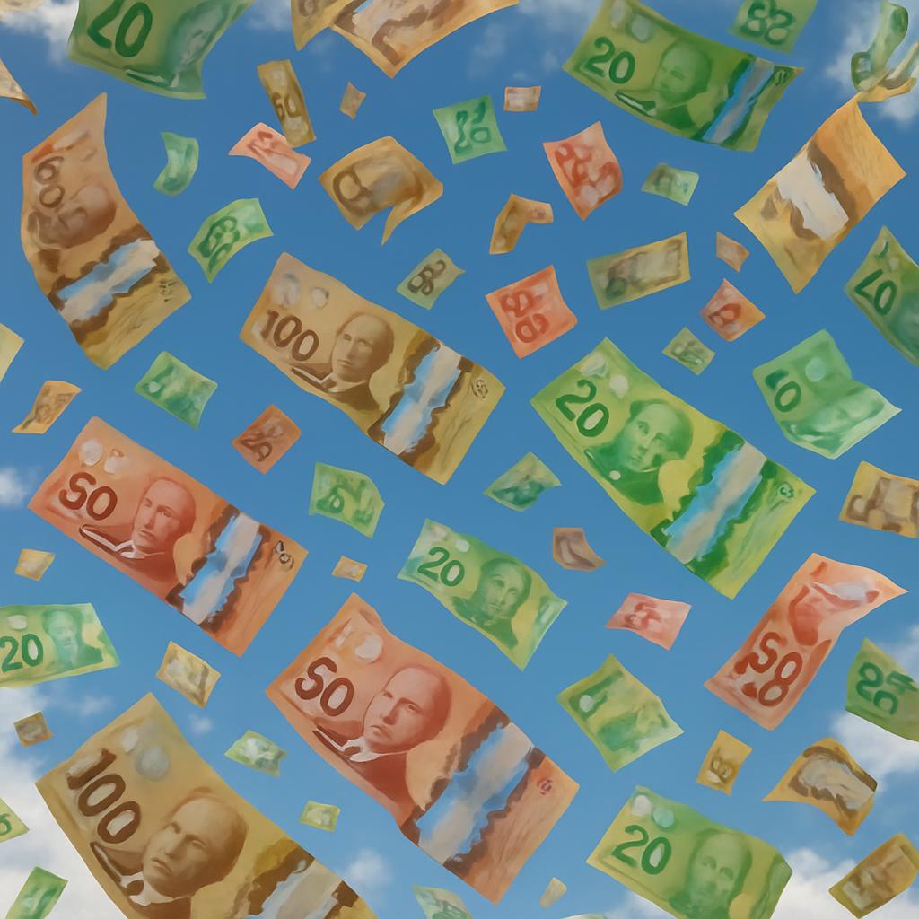 Millions of Canadian dollars falling from the skies Blank Meme Template