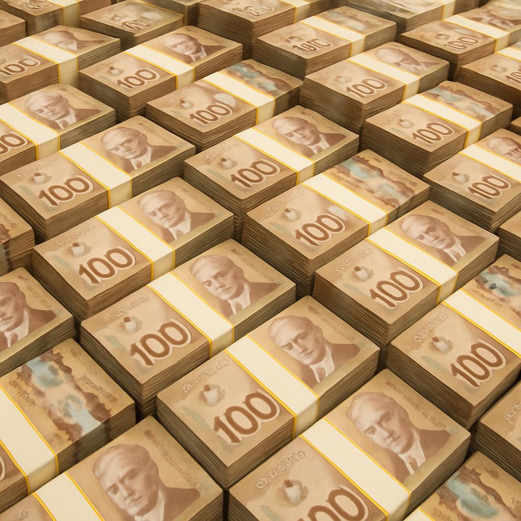 hundreds and hundreds of Canadian dollars stacked up Blank Meme Template