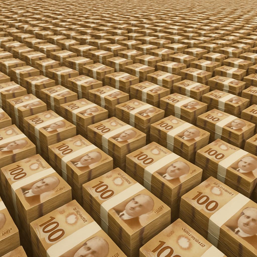 Trillions of Canadian hundred dollar bills Blank Meme Template