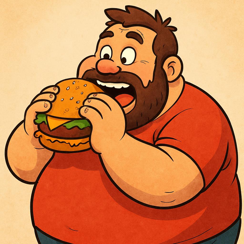 big man eating burger Blank Meme Template
