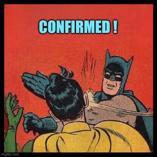 CONFIRMED ! | image tagged in bat slap 22 | made w/ Imgflip meme maker