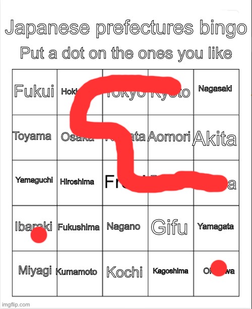 Japanese prefectures bingo | image tagged in japanese prefectures bingo | made w/ Imgflip meme maker
