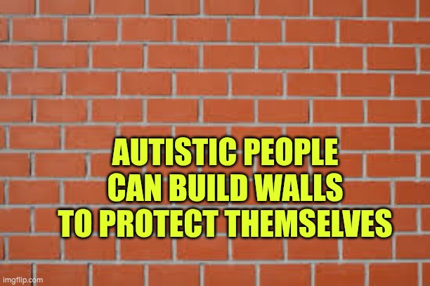Autistic people can build to protect themselves | AUTISTIC PEOPLE CAN BUILD WALLS TO PROTECT THEMSELVES | image tagged in brick wall,autism,protection,wall | made w/ Imgflip meme maker