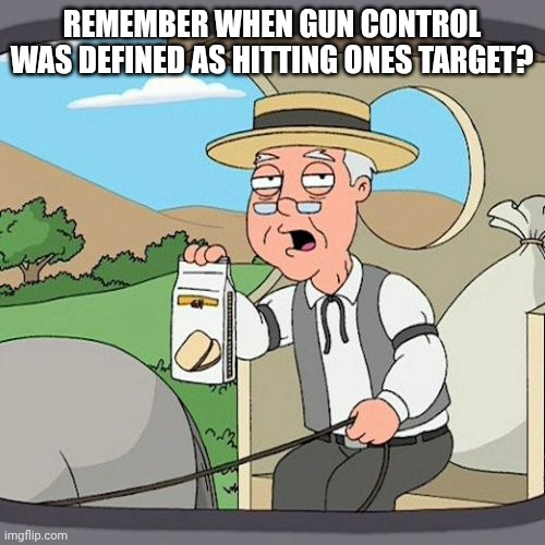 Thats the definition, right, right? | REMEMBER WHEN GUN CONTROL WAS DEFINED AS HITTING ONES TARGET? | image tagged in memes,pepperidge farm remembers | made w/ Imgflip meme maker