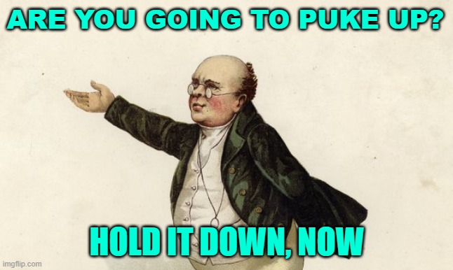 ARE YOU GOING TO PUKE UP? HOLD IT DOWN, NOW | made w/ Imgflip meme maker