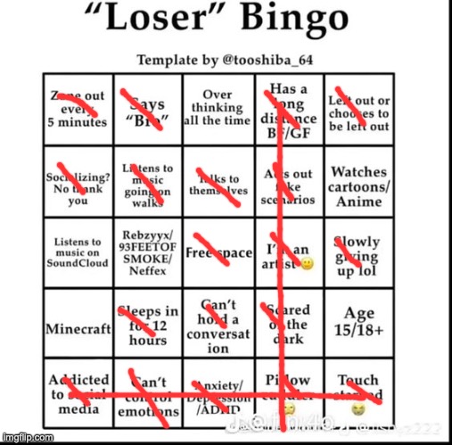 D: | image tagged in loser bingo | made w/ Imgflip meme maker