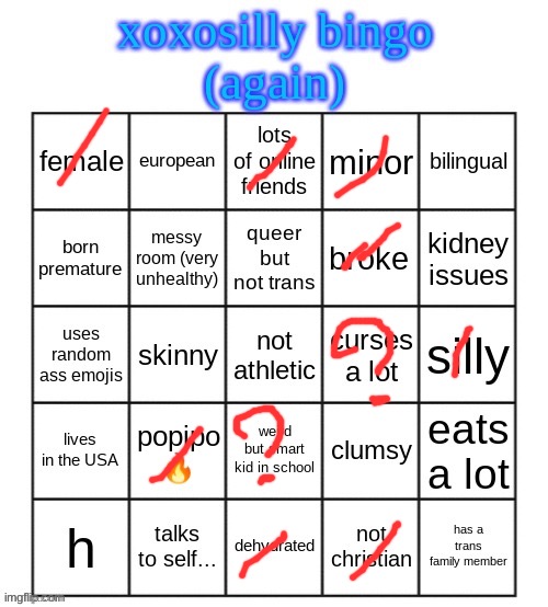 eats a lot but is skinny is literally the dream :( i eat the bare minimum and im a little over average | image tagged in xoxosilly bingo again | made w/ Imgflip meme maker