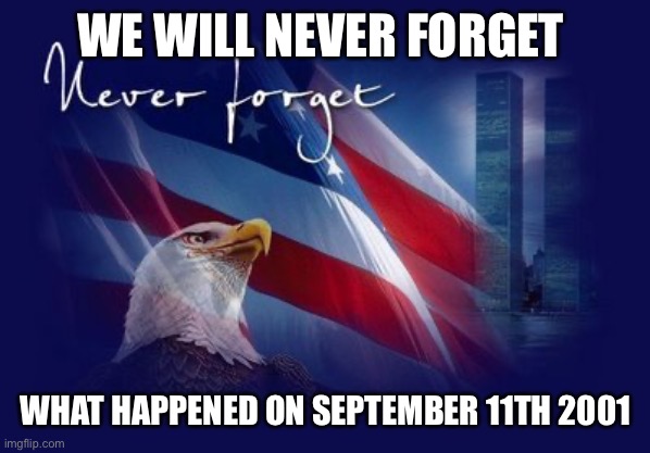 9/11 | WE WILL NEVER FORGET; WHAT HAPPENED ON SEPTEMBER 11TH 2001 | image tagged in 9/11 | made w/ Imgflip meme maker