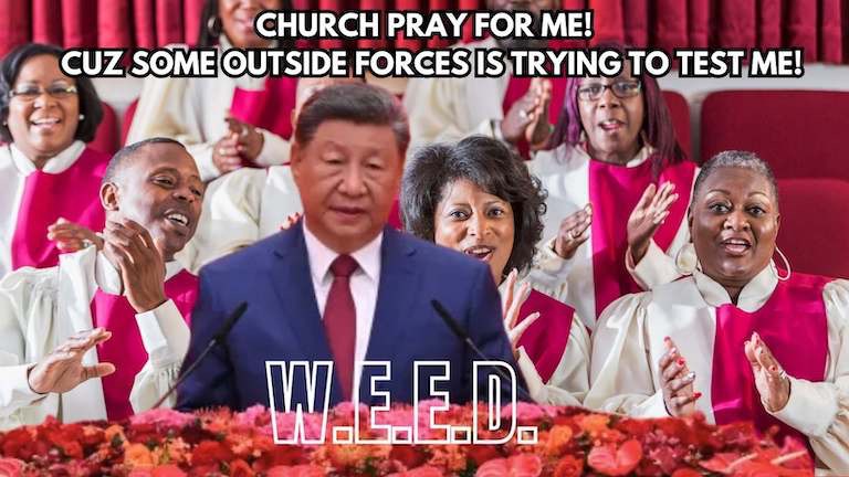 CHURCH PRAY FOR ME | image tagged in china,donald trump | made w/ Imgflip meme maker