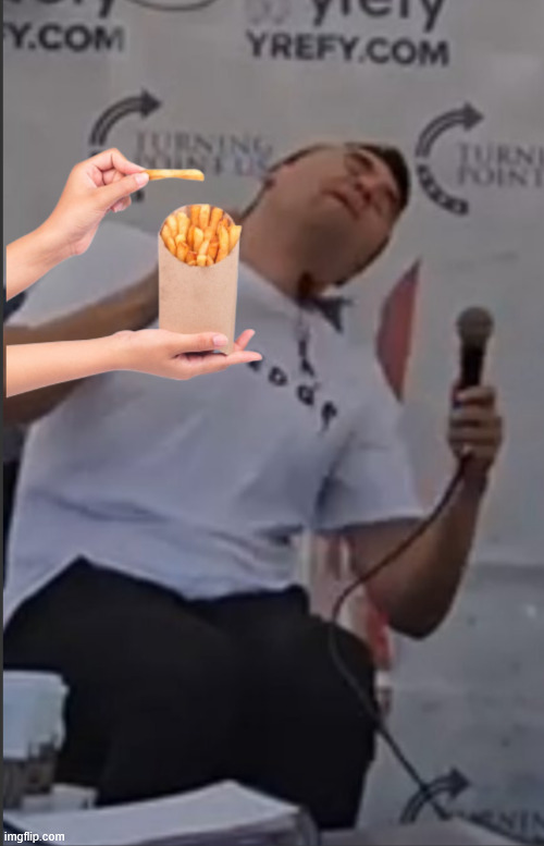 Charlie Kirk doesn't want french fries | image tagged in i don't want,charlie kirk,french fries,turning point usa,food | made w/ Imgflip meme maker