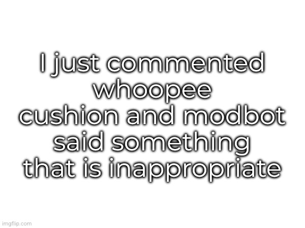 I just commented whoopee cushion and modbot said something that is inappropriate | made w/ Imgflip meme maker