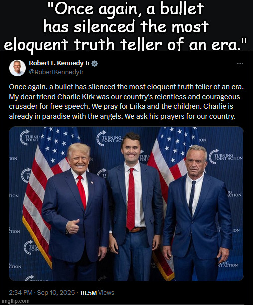 "Once again, a bullet has silenced the most eloquent truth teller of an era." | made w/ Imgflip meme maker
