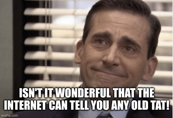 ISN'T IT WONDERFUL THAT THE INTERNET CAN TELL YOU ANY OLD TAT! | image tagged in proudness | made w/ Imgflip meme maker