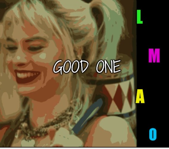 Harley Quinn LMAO | GOOD ONE | image tagged in harley quinn lmao | made w/ Imgflip meme maker