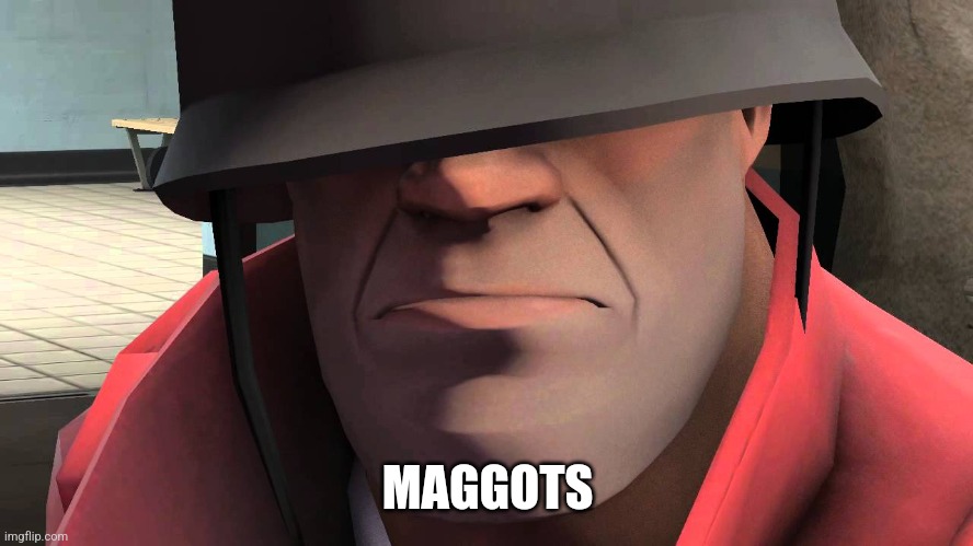 tf2 soldier | MAGGOTS | image tagged in tf2 soldier | made w/ Imgflip meme maker