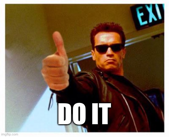 terminator thumbs up | DO IT | image tagged in terminator thumbs up | made w/ Imgflip meme maker