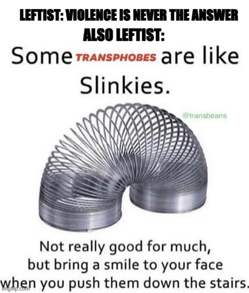 how ironic | LEFTIST: VIOLENCE IS NEVER THE ANSWER; ALSO LEFTIST: | image tagged in lgbtq,liberal logic,hypocrisy,conservatives | made w/ Imgflip meme maker