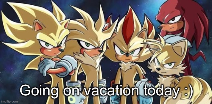 Sonic gang copying dbz | Going on vacation today :) | image tagged in sonic gang copying dbz | made w/ Imgflip meme maker