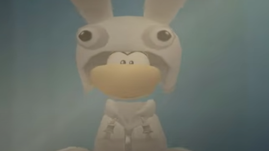 Rayman in a rabbid costume Blank Meme Template