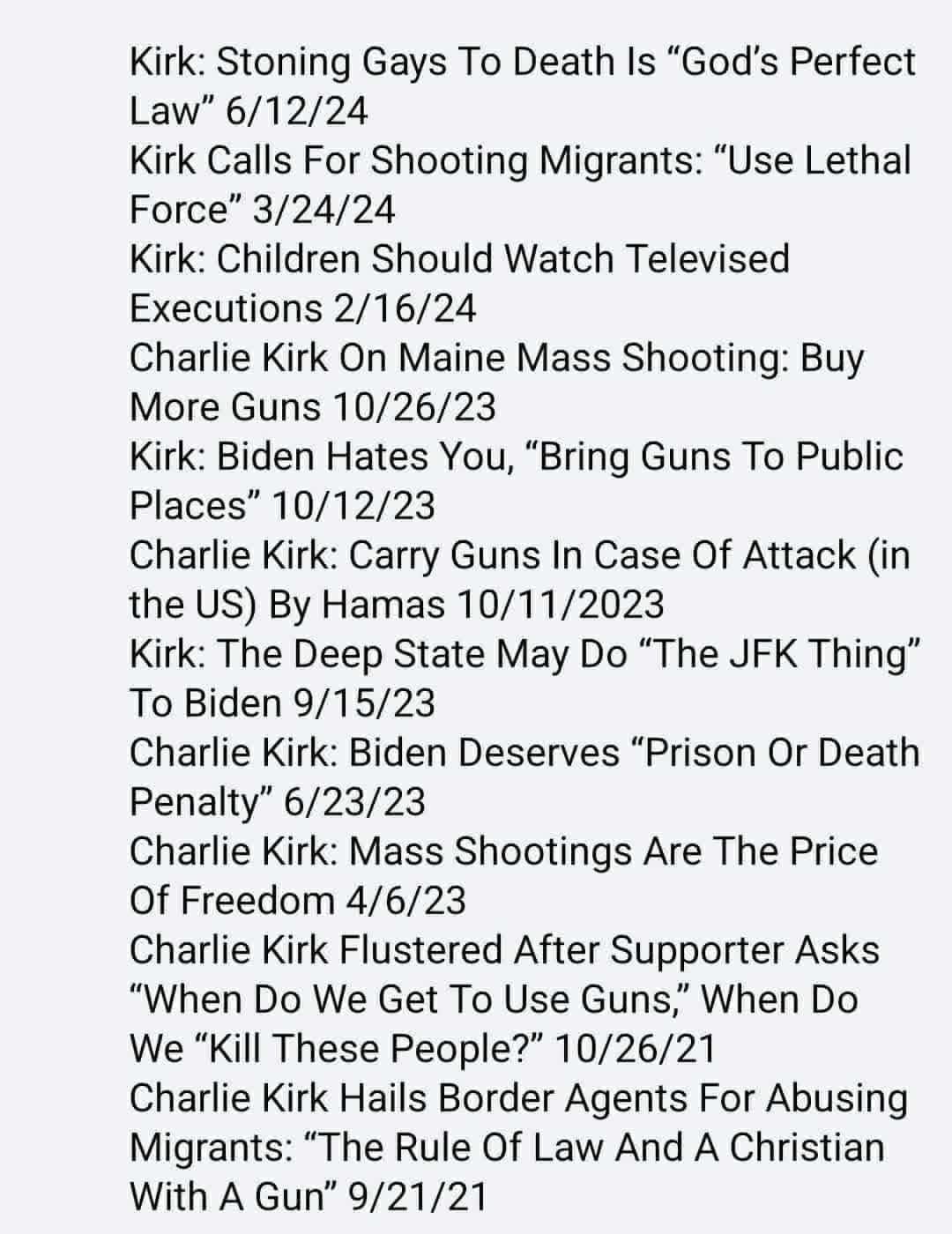 Charlie Kirk Controversial statements Blank Meme Template