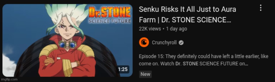 No way the Official Crunchyroll just called Senku an Aura farmer | image tagged in anime,memes | made w/ Imgflip meme maker