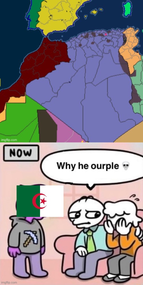 image tagged in why he ourple | made w/ Imgflip meme maker