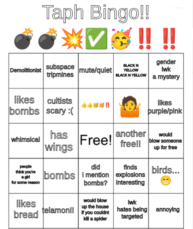 taph bingo Blank Meme Template