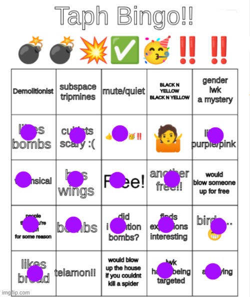 that one bluey character :3 | image tagged in taph bingo | made w/ Imgflip meme maker