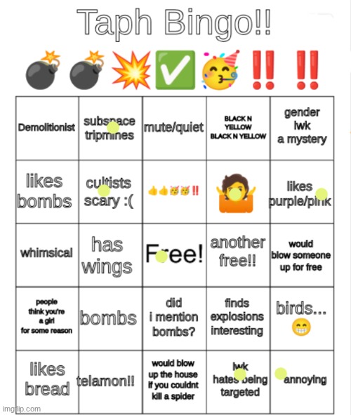 taph bingo | image tagged in taph bingo | made w/ Imgflip meme maker