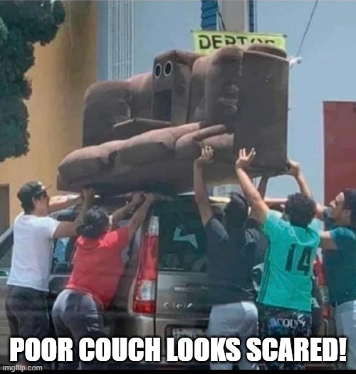 Couch | POOR COUCH LOOKS SCARED! | image tagged in funny,memes | made w/ Imgflip meme maker