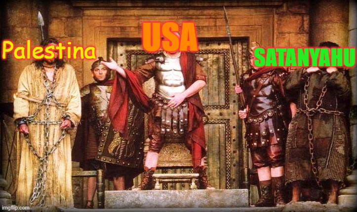pontius of 2025 | USA; SATANYAHU; Palestina | made w/ Imgflip meme maker