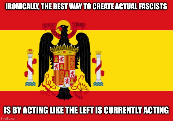 Am I wrong to think this? | IRONICALLY, THE BEST WAY TO CREATE ACTUAL FASCISTS; IS BY ACTING LIKE THE LEFT IS CURRENTLY ACTING | made w/ Imgflip meme maker