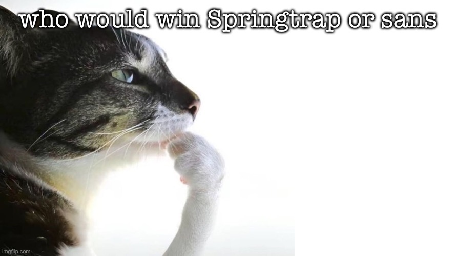 Thinker | who would win Springtrap or sans | image tagged in thinker | made w/ Imgflip meme maker