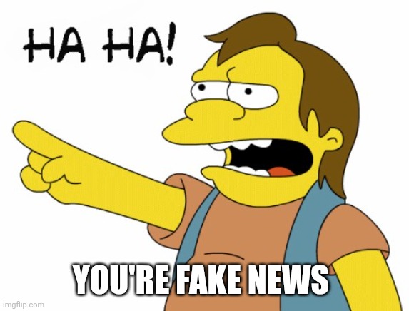 HA HA | YOU'RE FAKE NEWS | image tagged in ha ha | made w/ Imgflip meme maker