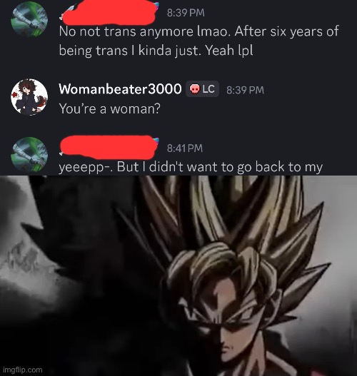 The joke is I’m going to beat her | image tagged in goku staring | made w/ Imgflip meme maker