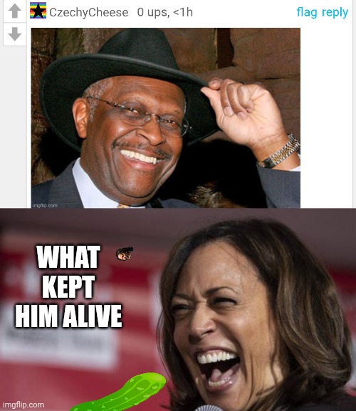 WHAT KEPT HIM ALIVE | image tagged in kamala laughing | made w/ Imgflip meme maker