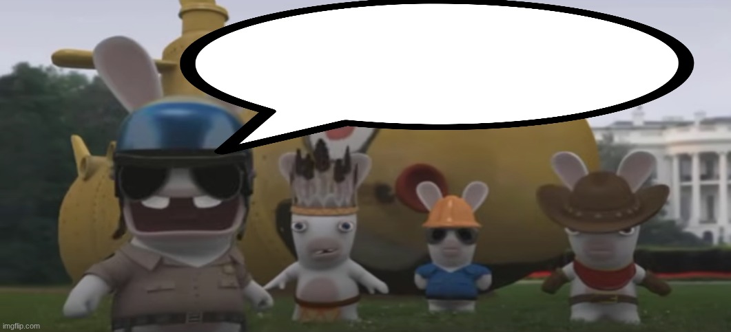 Soldier Rabbid Yelling Blank Meme Template