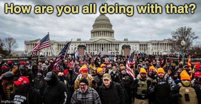 Jan 6th | How are you all doing with that? | image tagged in jan 6th | made w/ Imgflip meme maker
