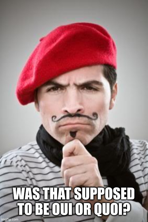 Frenchman | WAS THAT SUPPOSED TO BE OUI OR QUOI? | image tagged in frenchman | made w/ Imgflip meme maker
