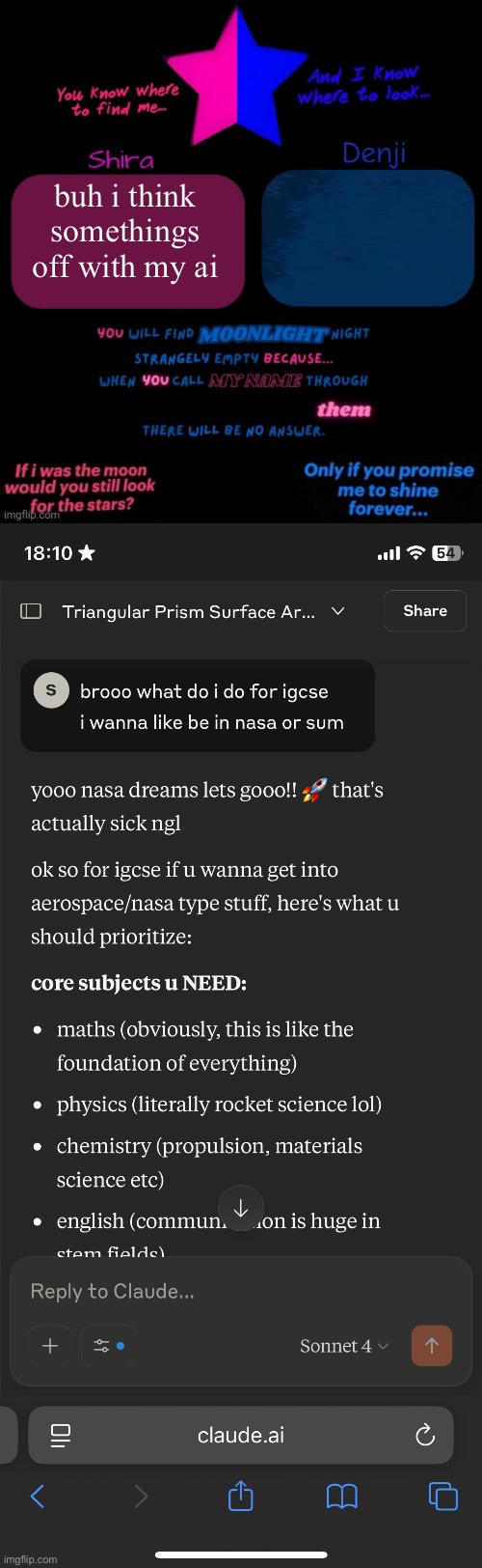 buh i think somethings off with my ai | image tagged in shira and denji tv girl shared announcement template | made w/ Imgflip meme maker