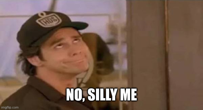 Jim Carrey Dad Joke Silly Me | NO, SILLY ME | image tagged in jim carrey dad joke silly me | made w/ Imgflip meme maker