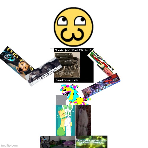 i realized i downloaded like 3000 images from my old phone so i assemble like 0.1% of them into a character | made w/ Imgflip meme maker