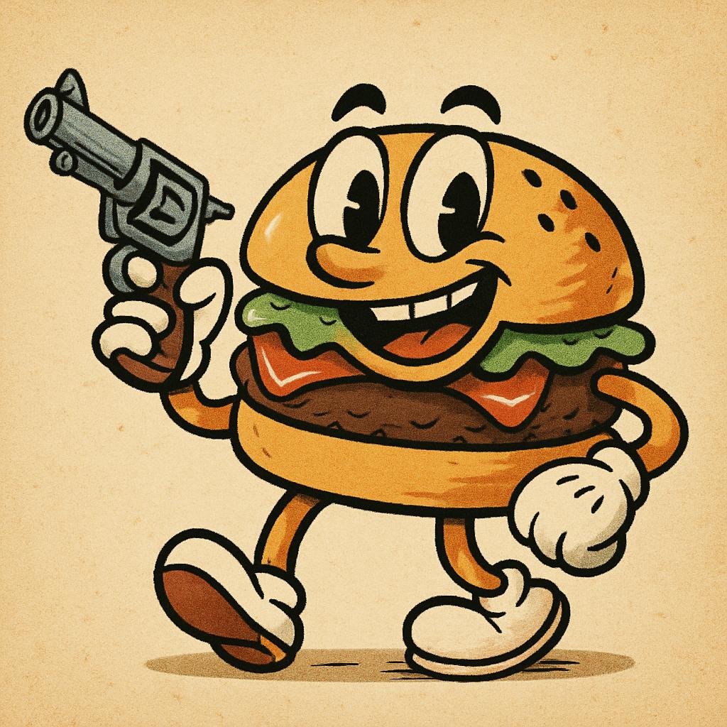 High Quality A burger with a cool gun Blank Meme Template