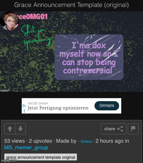 Grace tried fixing what she did to Toady by wanting to do the same thing to herself. Kind of a stupid plan but at least she trie | made w/ Imgflip meme maker