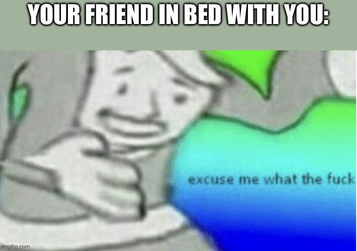 Excuse me what the f*ck | YOUR FRIEND IN BED WITH YOU: | image tagged in excuse me what the f ck | made w/ Imgflip meme maker