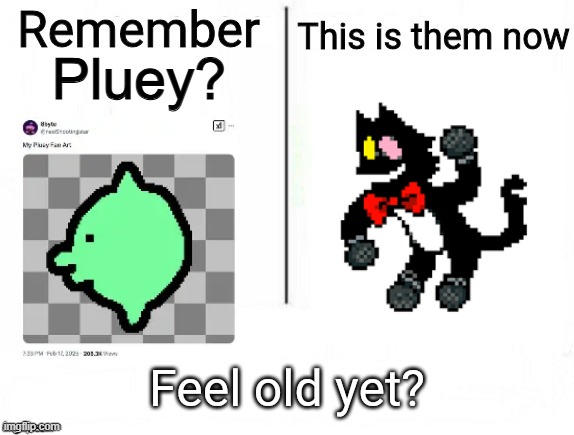 So sad. | Pluey? | image tagged in remember x this is them now | made w/ Imgflip meme maker