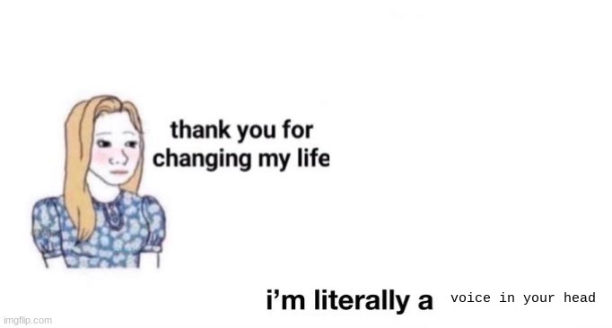 ​ | voice in your head | image tagged in thank you for changing my life | made w/ Imgflip meme maker