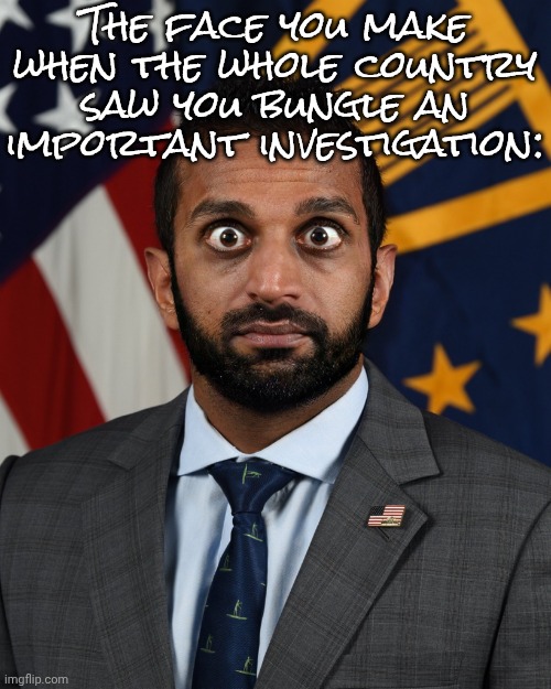 What do you mean, the shooter didn't fit my preconceptions!? | The face you make when the whole country saw you bungle an important investigation: | image tagged in kash patel,worst mistake of my life,prejudice,judgemental,blame,assassin | made w/ Imgflip meme maker