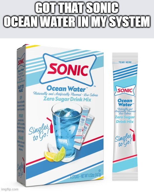 so yummers | GOT THAT SONIC OCEAN WATER IN MY SYSTEM | made w/ Imgflip meme maker